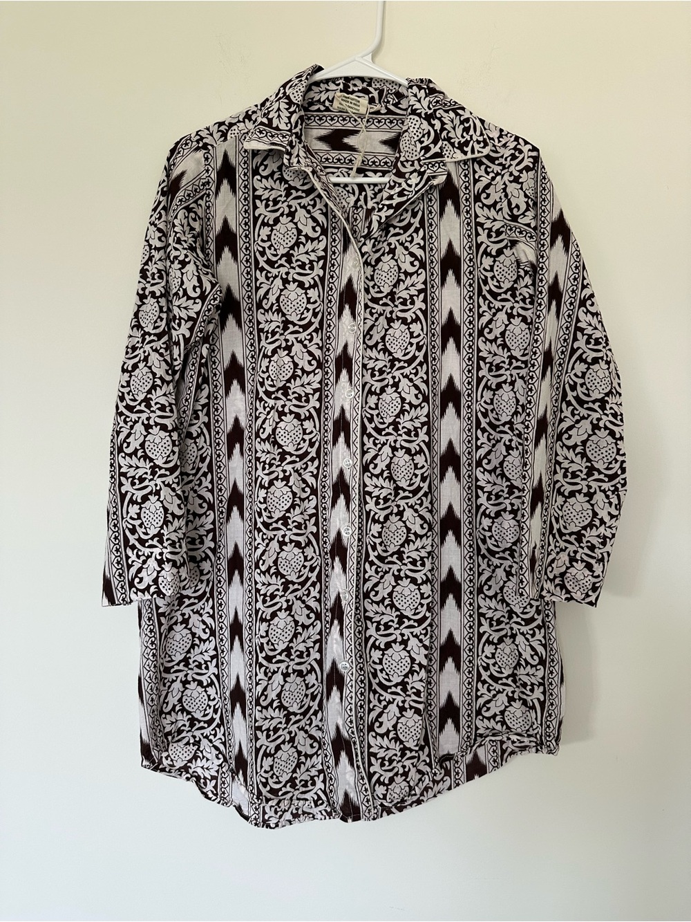 Julia Amory Husband Shirt XS Brown and White